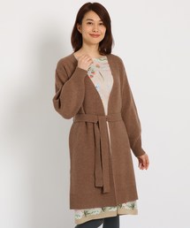 カシミヤ袖コンシャスロングカーディガン