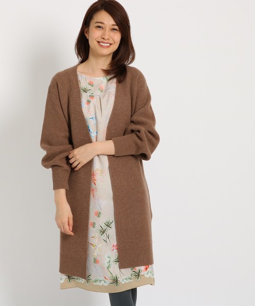 Sunauna(スーナウーナ)の「カシミヤ袖コンシャスロングカーディガン(カーディガン/ボレロ・レディース・グレー/ブラウン/ネイビー/ブラウン系・38/34)」の11枚目の写真