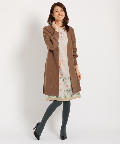 Sunauna(スーナウーナ)の「カシミヤ袖コンシャスロングカーディガン(カーディガン/ボレロ・レディース・グレー/ブラウン/ネイビー/ブラウン系・38/34)」の6枚目の写真