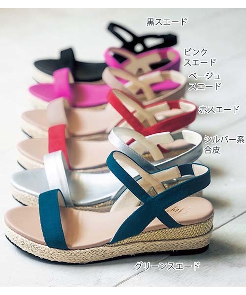 GeeRA(ジーラ)の「華奢魅せローウェッジサンダル(サンダル・レディース・グリーン/ブラック/ベージュ/シルバー/レッド/ピンク/パープル/パイソン/オリーブ/オレンジ・LARGE/X-LARGE/SMALL/XX-LARGE/MEDIUM)」の19枚目の写真
