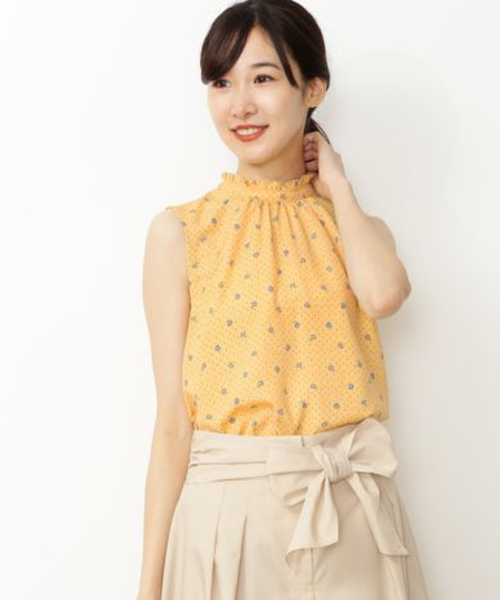 NATURAL BEAUTY BASIC（ナチュラルビューティーベーシック）の「手洗い可能/ドット×フラワースタンドネックブラウス（シャツ/ブラウス・レディース・イエロー系その他/ブラック系その他・SMALL/MEDIUM）」の13枚目の写真