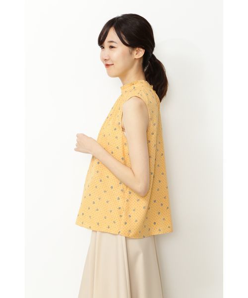 NATURAL BEAUTY BASIC（ナチュラルビューティーベーシック）の「手洗い可能/ドット×フラワースタンドネックブラウス（シャツ/ブラウス・レディース・イエロー系その他/ブラック系その他・SMALL/MEDIUM）」の14枚目の写真