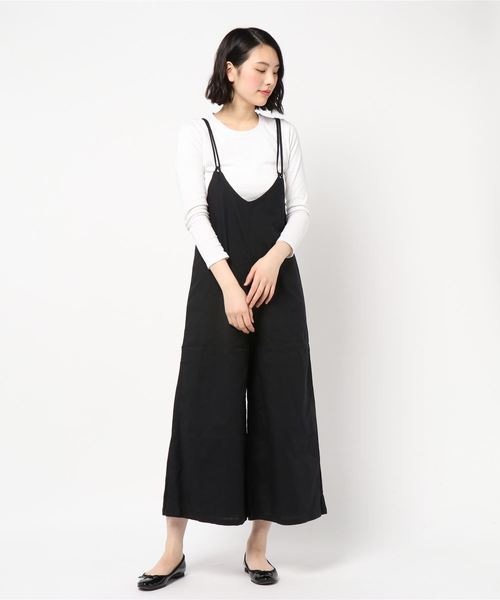 KOBE LETTUCE(コウベレタス)の「リネンタッチオールインワン(つなぎ/オールインワン・レディース・ブラック/ベージュ/カーキ/イエロー・FREE)」の2枚目の写真