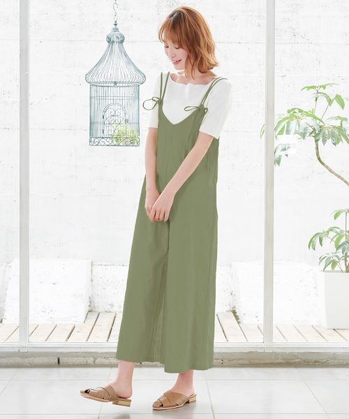 KOBE LETTUCE(コウベレタス)の「リネンタッチオールインワン(つなぎ/オールインワン・レディース・ブラック/ベージュ/カーキ/イエロー・FREE)」の4枚目の写真