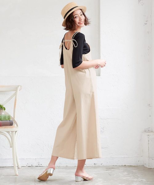 KOBE LETTUCE(コウベレタス)の「リネンタッチオールインワン(つなぎ/オールインワン・レディース・ブラック/ベージュ/カーキ/イエロー・FREE)」の11枚目の写真