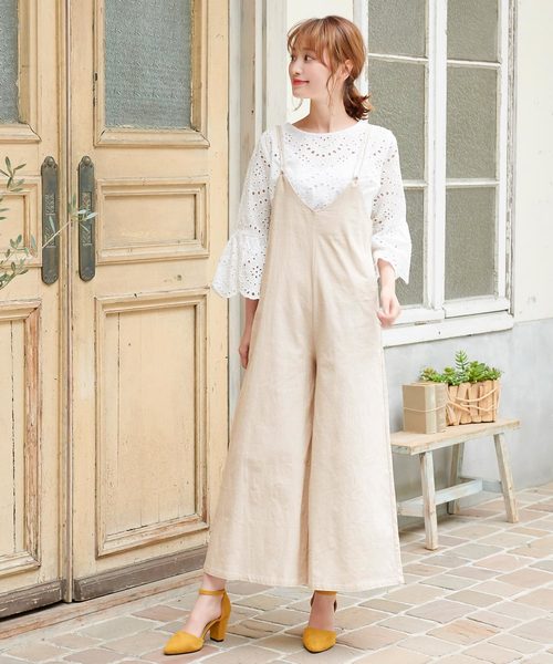 KOBE LETTUCE(コウベレタス)の「リネンタッチオールインワン(つなぎ/オールインワン・レディース・ブラック/ベージュ/カーキ/イエロー・FREE)」の9枚目の写真