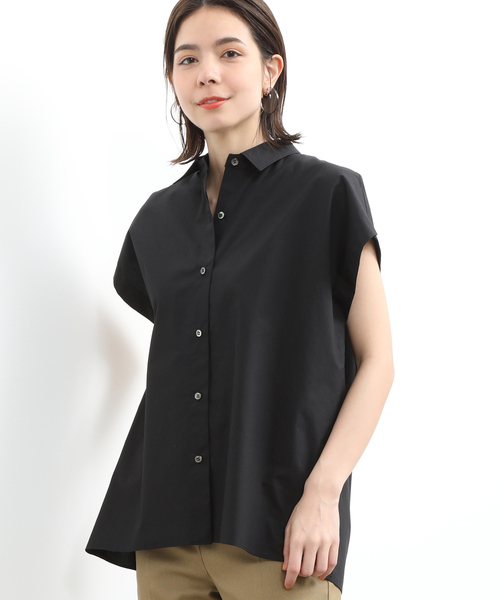 SALON adam et rope'（サロン アダム エ ロペ）の「フレンチスリーブシャツ（シャツ/ブラウス・レディース・ホワイト/ブラック/ブルー系その他4・FREE）」の2枚目の写真