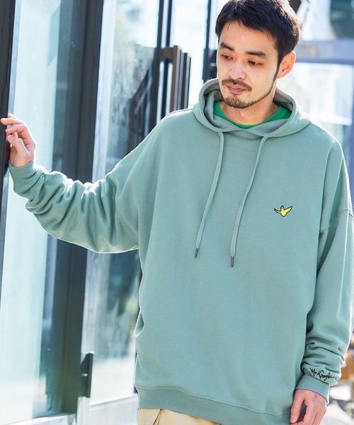 Mark Gonzales（マーク・ゴンザレス）の「Mark Gonzales/マークゴンザレス MONO-MART別注ロゴ刺繍 オーバーサイズ プルオーバーパーカー（パーカー・メンズ・ワイン/チャコール/ブラック/ベージュ/ブラウン/オフホワイト/杢グレー/ブルーグリーン/ライトベージュ/パープル系その他/グリーン系その他/グリーン系その他2/グレイッシュベージュ/ブルー系その他/アッシュブラウン/パープル系その他2・FREE/S/M）」の11枚目の写真