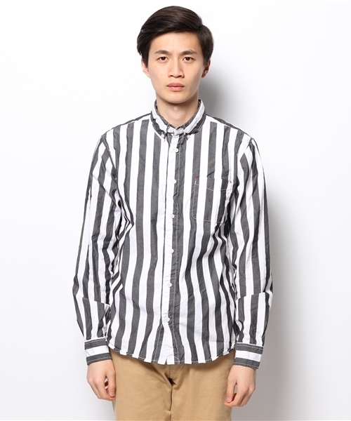 WHO'S WHO gallery(フーズフーギャラリー)の「ワイドストライプシャツ(シャツ/ブラウス・メンズ・ブラック/ネイビー・MEDIUM/LARGE)」の3枚目の写真