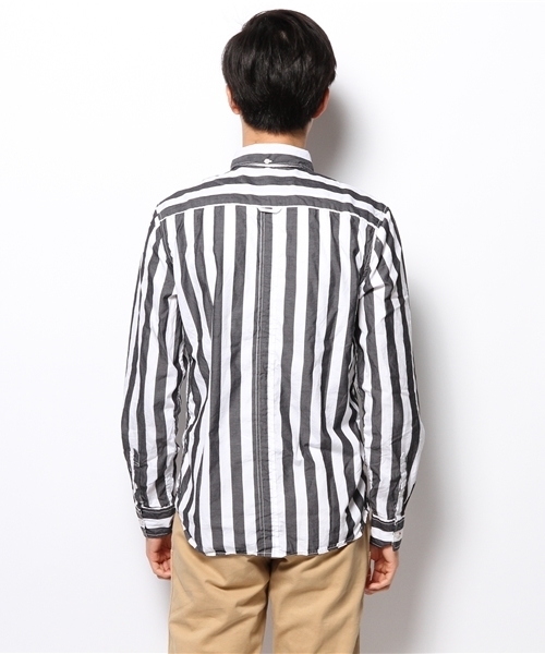 WHO'S WHO gallery(フーズフーギャラリー)の「ワイドストライプシャツ(シャツ/ブラウス・メンズ・ブラック/ネイビー・MEDIUM/LARGE)」の5枚目の写真