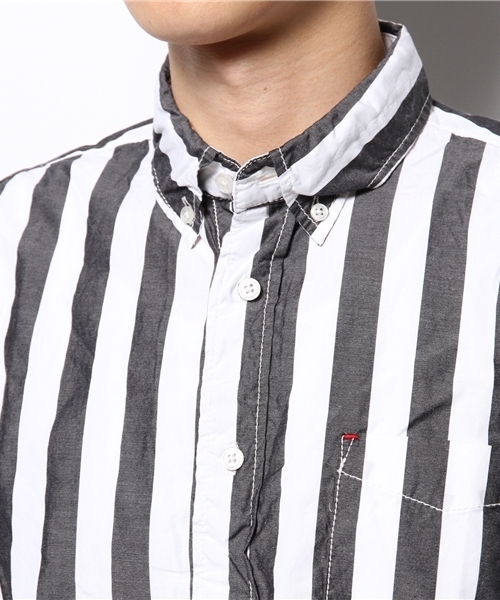 WHO'S WHO gallery(フーズフーギャラリー)の「ワイドストライプシャツ(シャツ/ブラウス・メンズ・ブラック/ネイビー・MEDIUM/LARGE)」の6枚目の写真