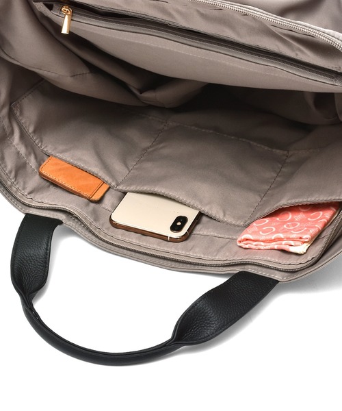 VitaFelice（ヴィータフェリーチェ）の「本革ハンドル2wayビッグナイロントートバッグ（ボストンバッグ・レディース・ブラック/チャコールグレー/ネイビー/パープル/ベージュ系その他・FREE）」の7枚目の写真