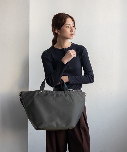 セール】本革ハンドル2wayビッグナイロントートバッグ（ボストンバッグ