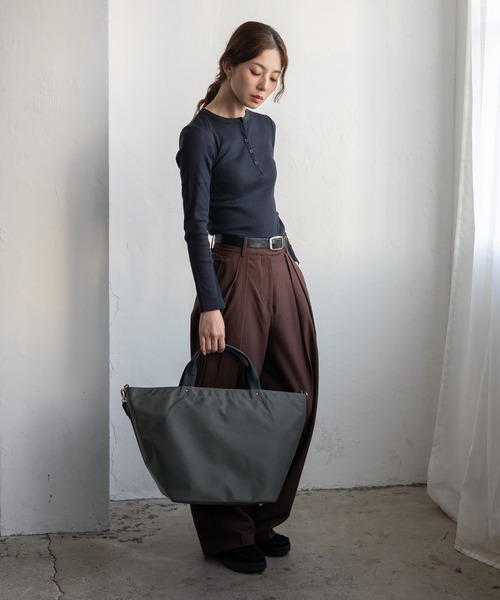 セール】本革ハンドル2wayビッグナイロントートバッグ（ボストンバッグ