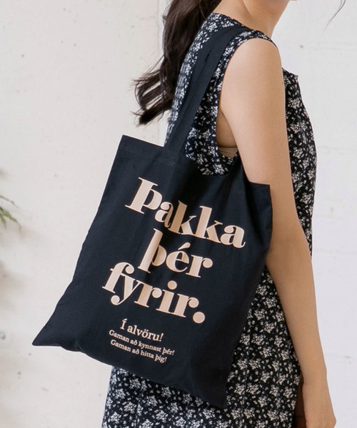 KOBE LETTUCE（コウベレタス）の「ロゴプリントスクエアエコバッグ（エコバッグ/サブバッグ・レディース・オフホワイト/ライトカーキ/ブラック・FREE）」の2枚目の写真