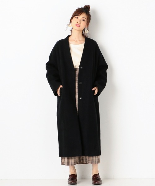 archives（アルシーヴ）の「Vネックウールロングコート（その他アウター・レディース・ブラック/シルバーグレー/グレー系その他/オフホワイト・MEDIUM）」の2枚目の写真