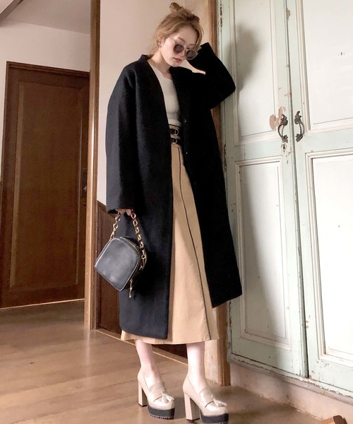 archives（アルシーヴ）の「Vネックウールロングコート（その他アウター・レディース・ブラック/シルバーグレー/グレー系その他/オフホワイト・MEDIUM）」の17枚目の写真