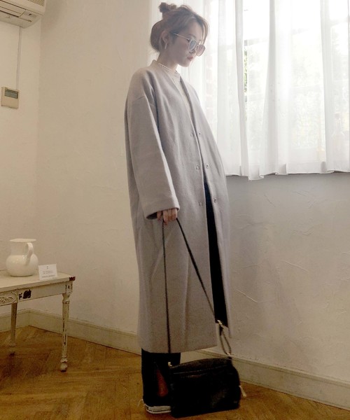 archives（アルシーヴ）の「Vネックウールロングコート（その他アウター・レディース・ブラック/シルバーグレー/グレー系その他/オフホワイト・MEDIUM）」の9枚目の写真