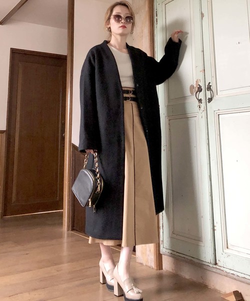 archives（アルシーヴ）の「Vネックウールロングコート（その他アウター・レディース・ブラック/シルバーグレー/グレー系その他/オフホワイト・MEDIUM）」の22枚目の写真