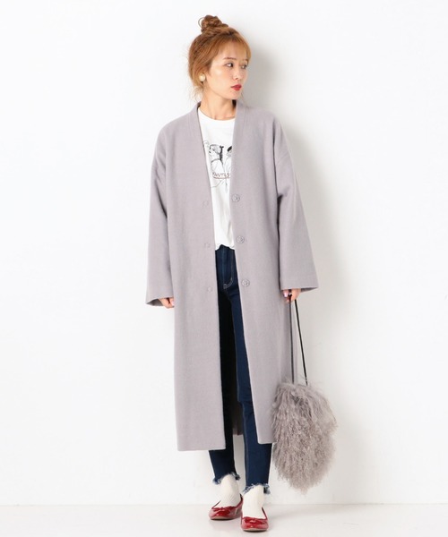 archives（アルシーヴ）の「Vネックウールロングコート（その他アウター・レディース・ブラック/シルバーグレー/グレー系その他/オフホワイト・MEDIUM）」の19枚目の写真