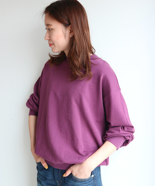 AMERICAN HOLIC(アメリカンホリック)の「ドロップショルダー裾ギャザー裏毛プルオーバー *(Tシャツ/カットソー・レディース・チャコールグレー/パープル/カーキ/イエロー/ホワイト系その他/その他7/グレー系その他4・M/L)」の5枚目の写真