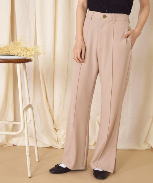 w closet（ダブルクローゼット）の「ツイルカットジョーゼットセミフレアパンツ（その他パンツ・レディース・ミント/ピンクベージュ/ピンク系その他/ブラウン/ベージュ/レンガ/ブラック・FREE）」の5枚目の写真