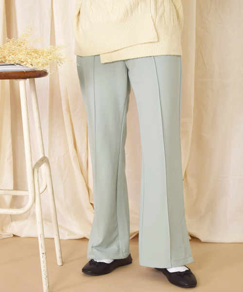 w closet（ダブルクローゼット）の「ツイルカットジョーゼットセミフレアパンツ（その他パンツ・レディース・ミント/ピンクベージュ/ピンク系その他/ブラウン/ベージュ/レンガ/ブラック・FREE）」の4枚目の写真