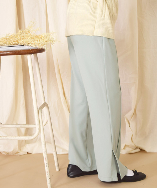 w closet（ダブルクローゼット）の「ツイルカットジョーゼットセミフレアパンツ（その他パンツ・レディース・ミント/ピンクベージュ/ピンク系その他/ブラウン/ベージュ/レンガ/ブラック・FREE）」の8枚目の写真