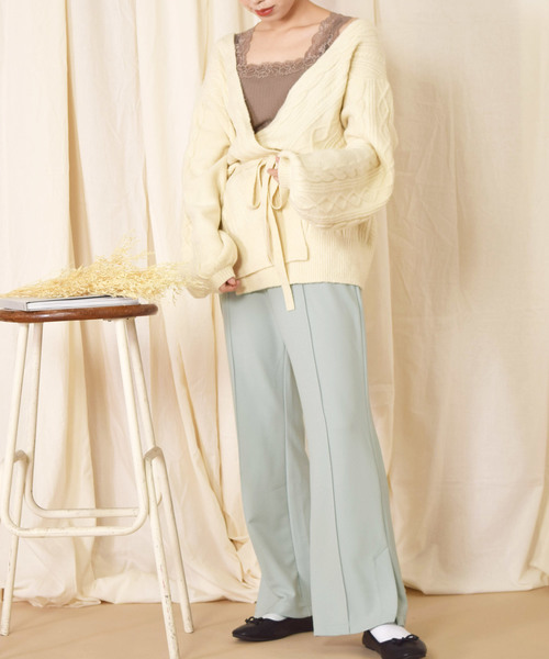 w closet（ダブルクローゼット）の「ツイルカットジョーゼットセミフレアパンツ（その他パンツ・レディース・ミント/ピンクベージュ/ピンク系その他/ブラウン/ベージュ/レンガ/ブラック・FREE）」の19枚目の写真