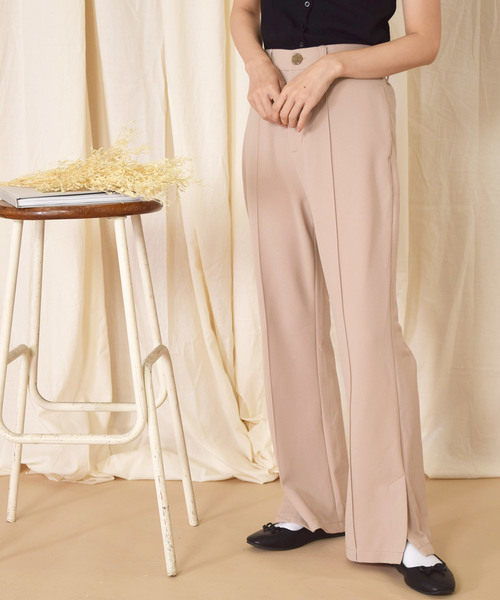 w closet（ダブルクローゼット）の「ツイルカットジョーゼットセミフレアパンツ（その他パンツ・レディース・ミント/ピンクベージュ/ピンク系その他/ブラウン/ベージュ/レンガ/ブラック・FREE）」の9枚目の写真