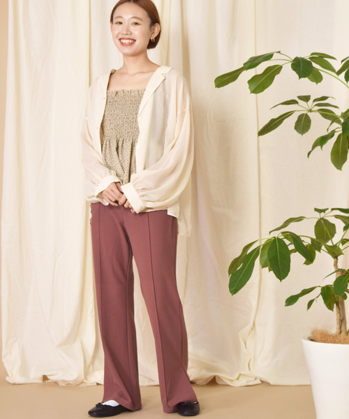 w closet（ダブルクローゼット）の「ツイルカットジョーゼットセミフレアパンツ（その他パンツ・レディース・ミント/ピンクベージュ/ピンク系その他/ブラウン/ベージュ/レンガ/ブラック・FREE）」の17枚目の写真