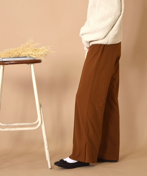 w closet（ダブルクローゼット）の「ツイルカットジョーゼットセミフレアパンツ（その他パンツ・レディース・ミント/ピンクベージュ/ピンク系その他/ブラウン/ベージュ/レンガ/ブラック・FREE）」の14枚目の写真