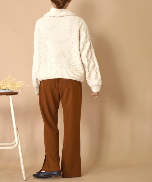 w closet（ダブルクローゼット）の「ツイルカットジョーゼットセミフレアパンツ（その他パンツ・レディース・ミント/ピンクベージュ/ピンク系その他/ブラウン/ベージュ/レンガ/ブラック・FREE）」の10枚目の写真