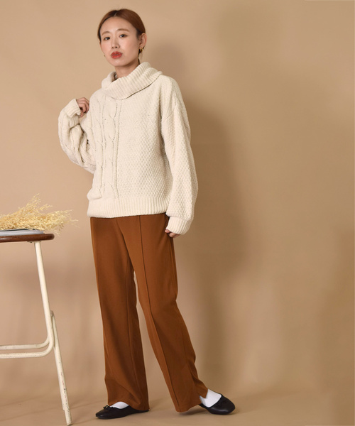 w closet（ダブルクローゼット）の「ツイルカットジョーゼットセミフレアパンツ（その他パンツ・レディース・ミント/ピンクベージュ/ピンク系その他/ブラウン/ベージュ/レンガ/ブラック・FREE）」の21枚目の写真