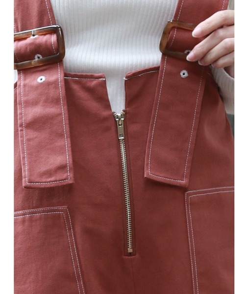 vingtrois（バントロア）の「【vingtrois】まるでユーズドのようなこなれ感のジップアップワイドチノサロペット/オーバーオール/ワイドシルエットサロペット（サロペット/オーバーオール・レディース・ブラック/モカ/キャメル・M）」の20枚目の写真