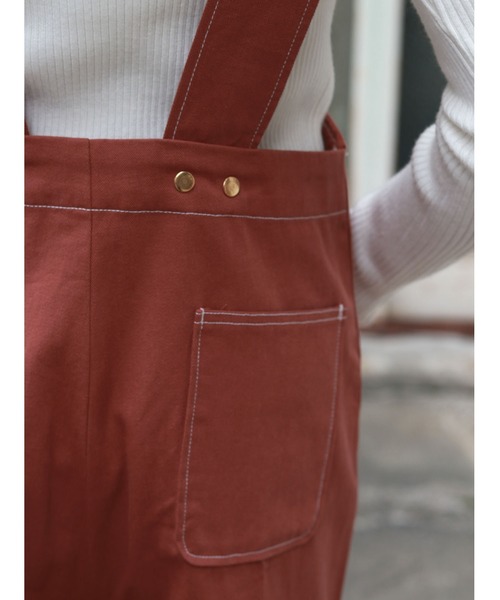 vingtrois（バントロア）の「【vingtrois】まるでユーズドのようなこなれ感のジップアップワイドチノサロペット/オーバーオール/ワイドシルエットサロペット（サロペット/オーバーオール・レディース・ブラック/モカ/キャメル・M）」の19枚目の写真