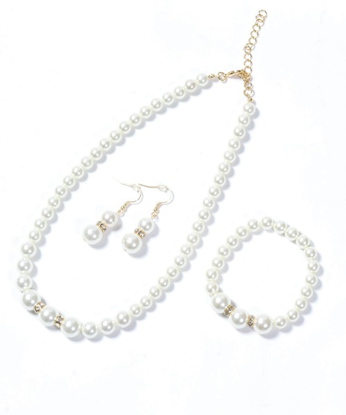 Cinderella（シンデレラ）の「パーティーアクセサリー ネックレス ブレスレット ピアス セット フェイクパール シンプル（ピアス（両耳用）・レディース・シルバー/ゴールド・ONE SIZE）」の14枚目の写真