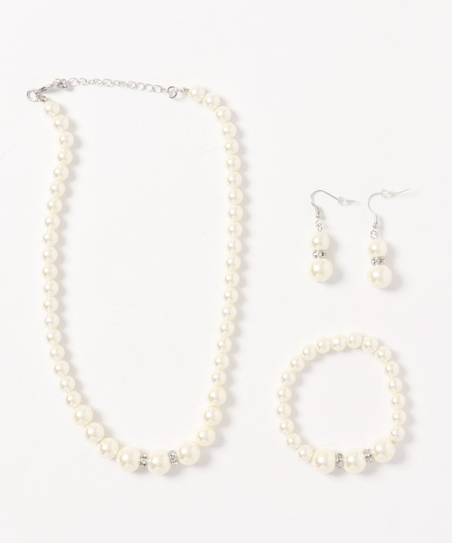 Cinderella（シンデレラ）の「パーティーアクセサリー ネックレス ブレスレット ピアス セット フェイクパール シンプル（ピアス（両耳用）・レディース・シルバー/ゴールド・ONE SIZE）」の17枚目の写真