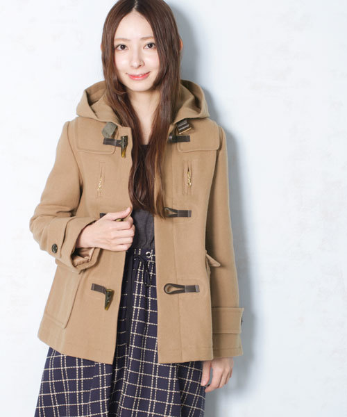 NANO universe(ナノユニバース)の「ハードメルトンショートダッフルコート(ダッフルコート・レディース・ブラック/ベージュ/ネイビー・36/38)」の3枚目の写真