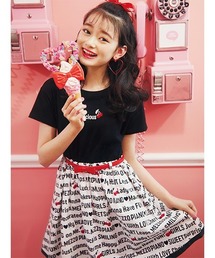 Mezzo Piano Junior メゾピアノジュニア の リボンベルトつきチェリー ロゴドッキングワンピース ワンピース Wear