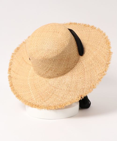 KOBE LETTUCE（コウベレタス）の「シフォンリボンラフィアハット（ハット・レディース・ライトベージュ・FREE）」の2枚目の写真