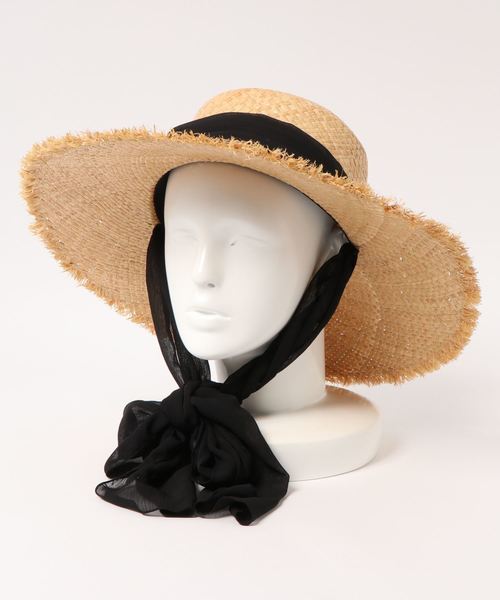KOBE LETTUCE（コウベレタス）の「シフォンリボンラフィアハット（ハット・レディース・ライトベージュ・FREE）」の6枚目の写真