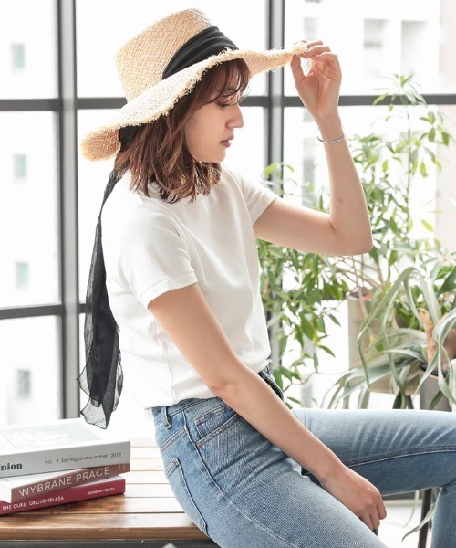 KOBE LETTUCE（コウベレタス）の「シフォンリボンラフィアハット（ハット・レディース・ライトベージュ・FREE）」の7枚目の写真