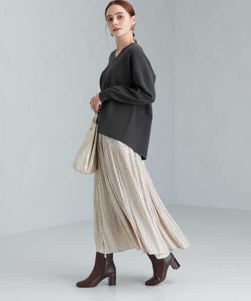 green label relaxing（グリーンレーベルリラクシング）の「FFC ミラノリブ Vネック プルオーバー ニット（ニット/セーター・レディース・ダークグレー/その他1/ライム/ナチュラル・FREE）」の9枚目の写真