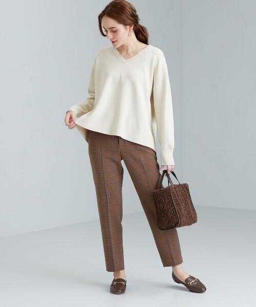 green label relaxing（グリーンレーベルリラクシング）の「FFC ミラノリブ Vネック プルオーバー ニット（ニット/セーター・レディース・ダークグレー/その他1/ライム/ナチュラル・FREE）」の6枚目の写真