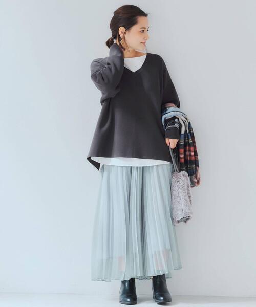 green label relaxing（グリーンレーベルリラクシング）の「FFC ミラノリブ Vネック プルオーバー ニット（ニット/セーター・レディース・ダークグレー/その他1/ライム/ナチュラル・FREE）」の19枚目の写真