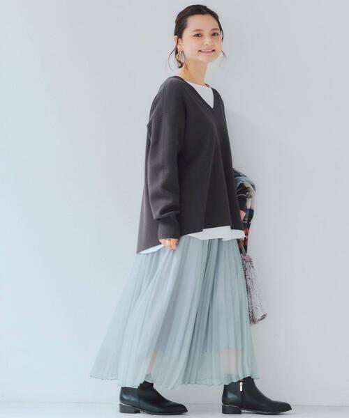 green label relaxing（グリーンレーベルリラクシング）の「FFC ミラノリブ Vネック プルオーバー ニット（ニット/セーター・レディース・ダークグレー/その他1/ライム/ナチュラル・FREE）」の20枚目の写真