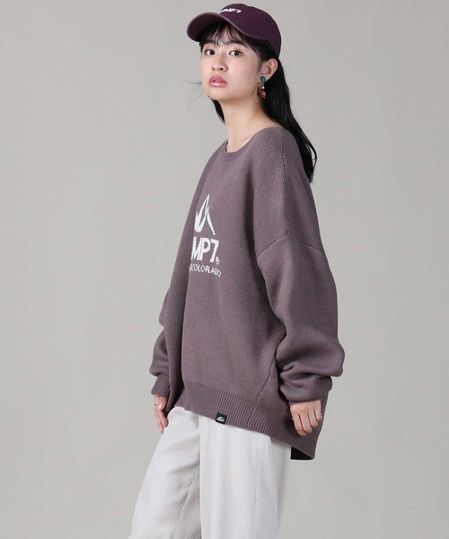 CAMP7（キャンプセブン）の「【CAMP7】マウンテンロゴニット（ニット/セーター・レディース・オフホワイト/ブラウン/パープル・ONE SIZE）」の8枚目の写真
