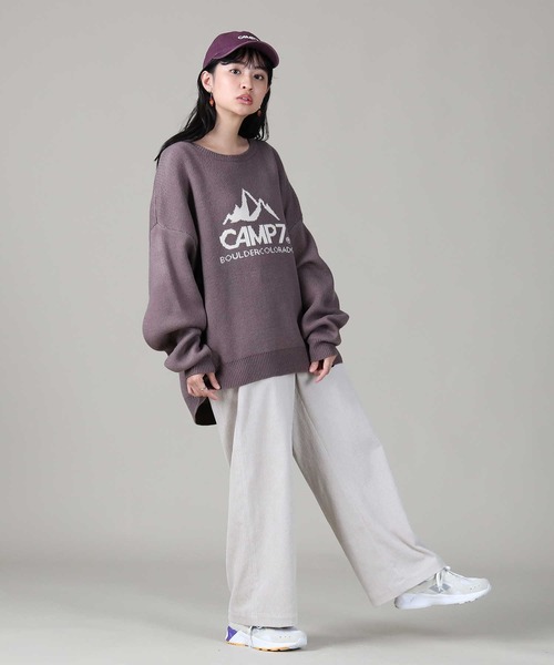 CAMP7（キャンプセブン）の「【CAMP7】マウンテンロゴニット（ニット/セーター・レディース・オフホワイト/ブラウン/パープル・ONE SIZE）」の10枚目の写真