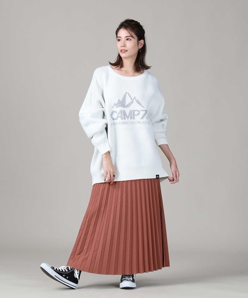 CAMP7（キャンプセブン）の「【CAMP7】マウンテンロゴニット（ニット/セーター・レディース・オフホワイト/ブラウン/パープル・ONE SIZE）」の7枚目の写真
